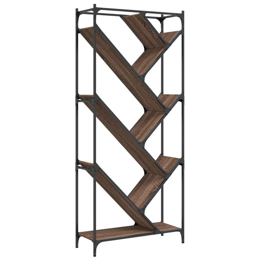 Bookcase Brown Oak 79x30x180 cm Engineered Wood and Metal Bookcase Brown Oak 79x30x180 cm Engineered Wood and Metal