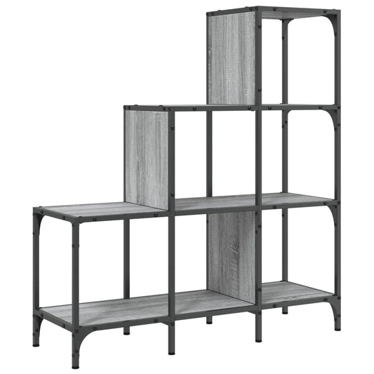 Bookcase Grey Sonoma 92x30x102 cm Engineered Wood and Metal Bookcase Grey Sonoma 92x30x102 cm Engineered Wood and Metal