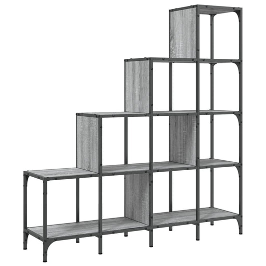 Bookcase Grey Sonoma 122x30x132 cm Engineered Wood and Metal Bookcase Grey Sonoma 122x30x132 cm Engineered Wood and Metal