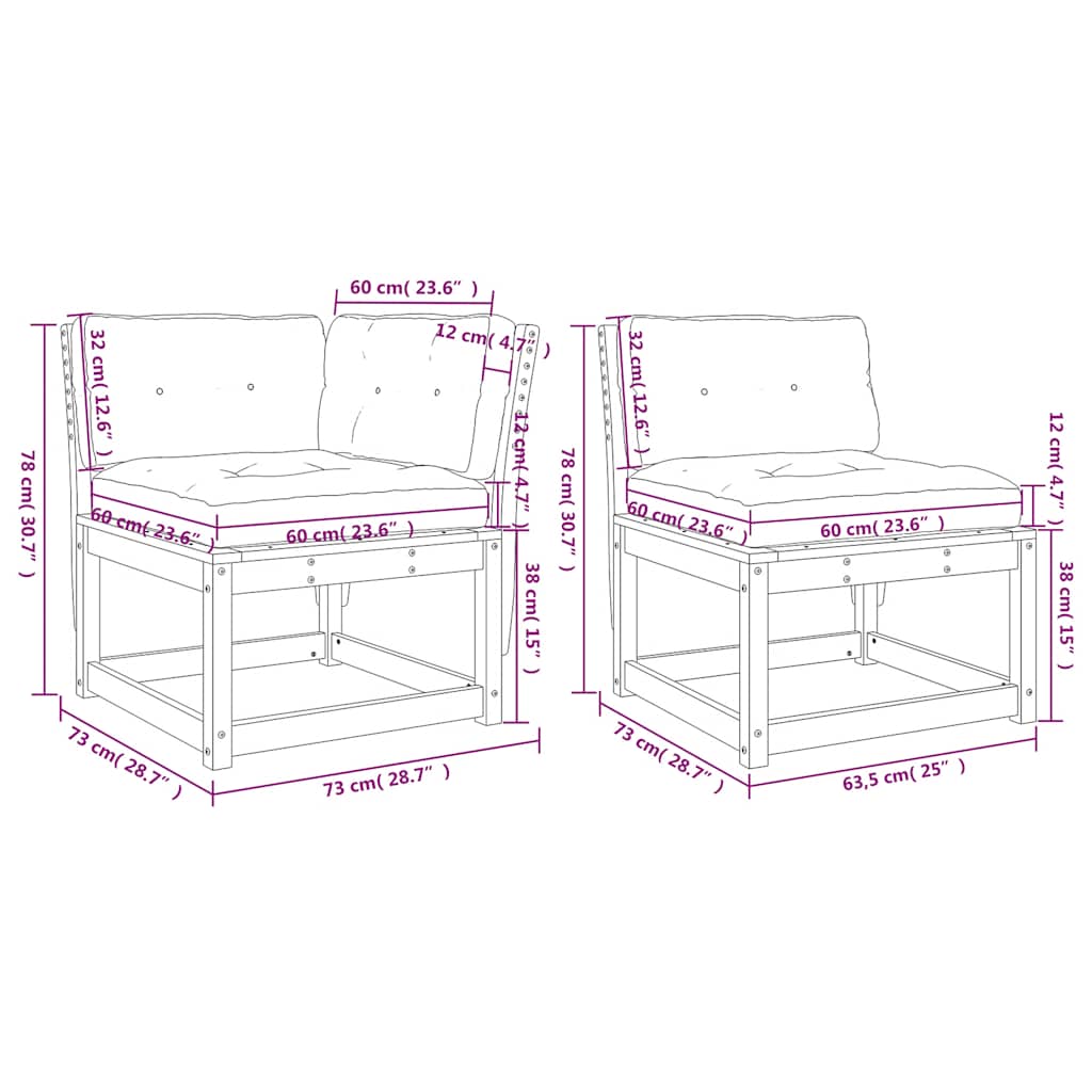 5 Piece Garden Sofa Set with Cushions Solid Wood Pine