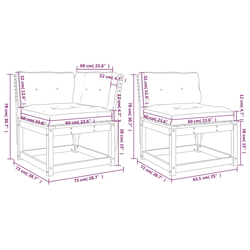 5 Piece Garden Sofa Set with Cushions Solid Wood Pine