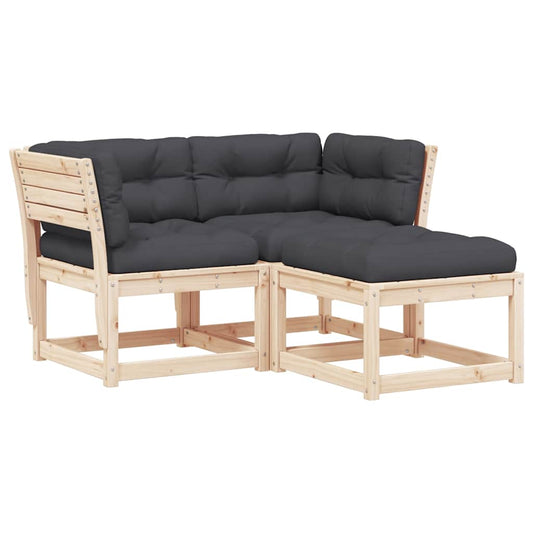 3 Piece Garden Sofa Set with Cushions Solid Wood Pine 3 Piece Garden Sofa Set with Cushions Solid Wood Pine