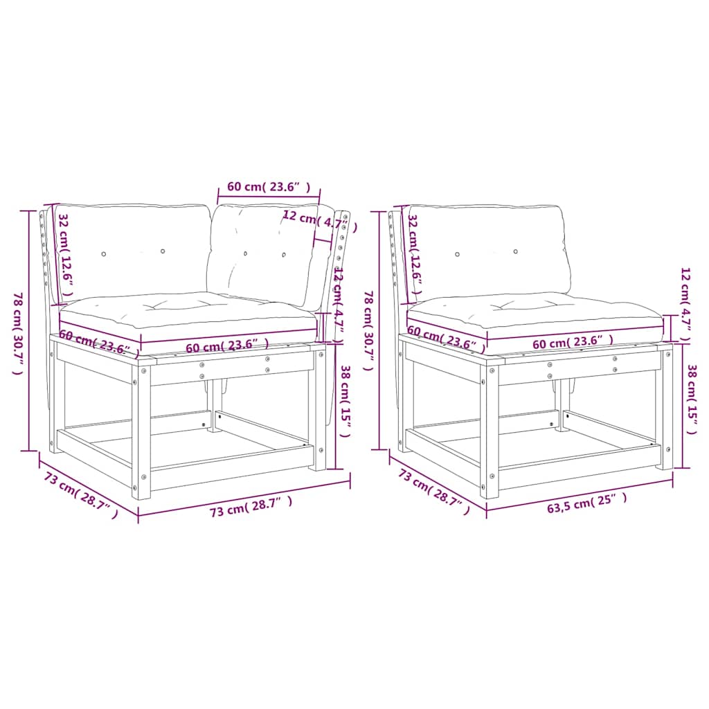 6 Piece Garden Sofa Set with Cushions White Solid Wood Pine