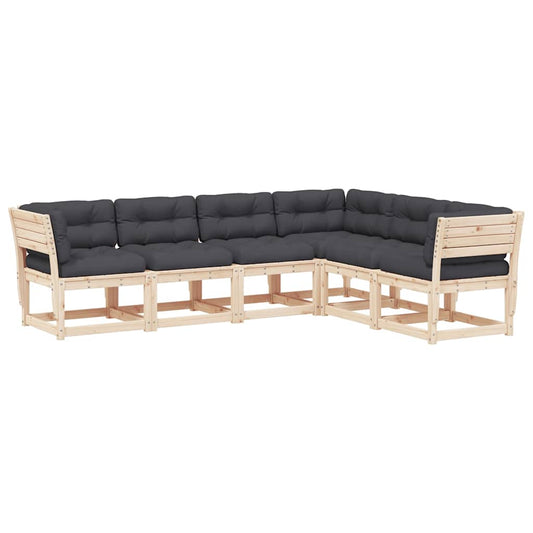 6 Piece Garden Sofa Set with Cushions Solid Wood Pine 6 Piece Garden Sofa Set with Cushions Solid Wood Pine