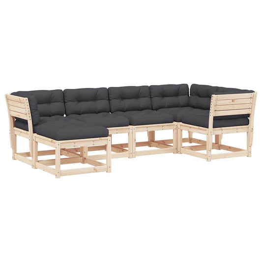 6 Piece Garden Sofa Set with Cushions Solid Wood Pine 6 Piece Garden Sofa Set with Cushions Solid Wood Pine