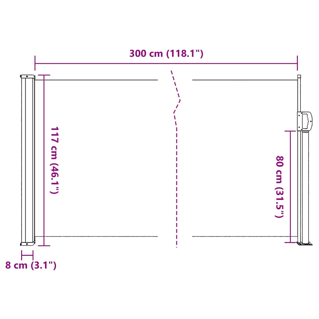 Retractable Side Awning White 117x300 cm