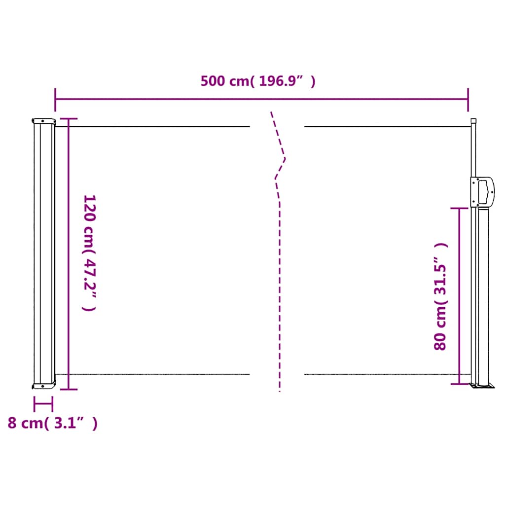 Retractable Side Awning Beige 120x500 cm