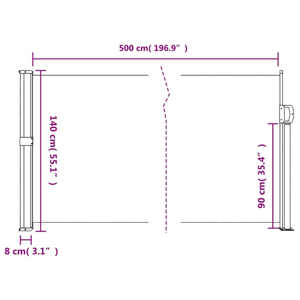 Retractable Side Awning Dark Green 140x500 cm