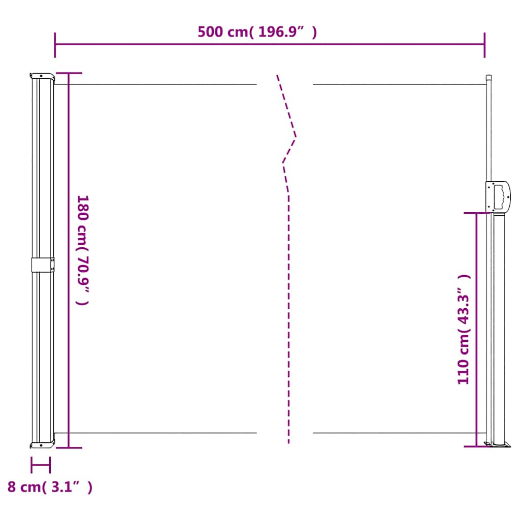 Retractable Side Awning Beige 180x500 cm