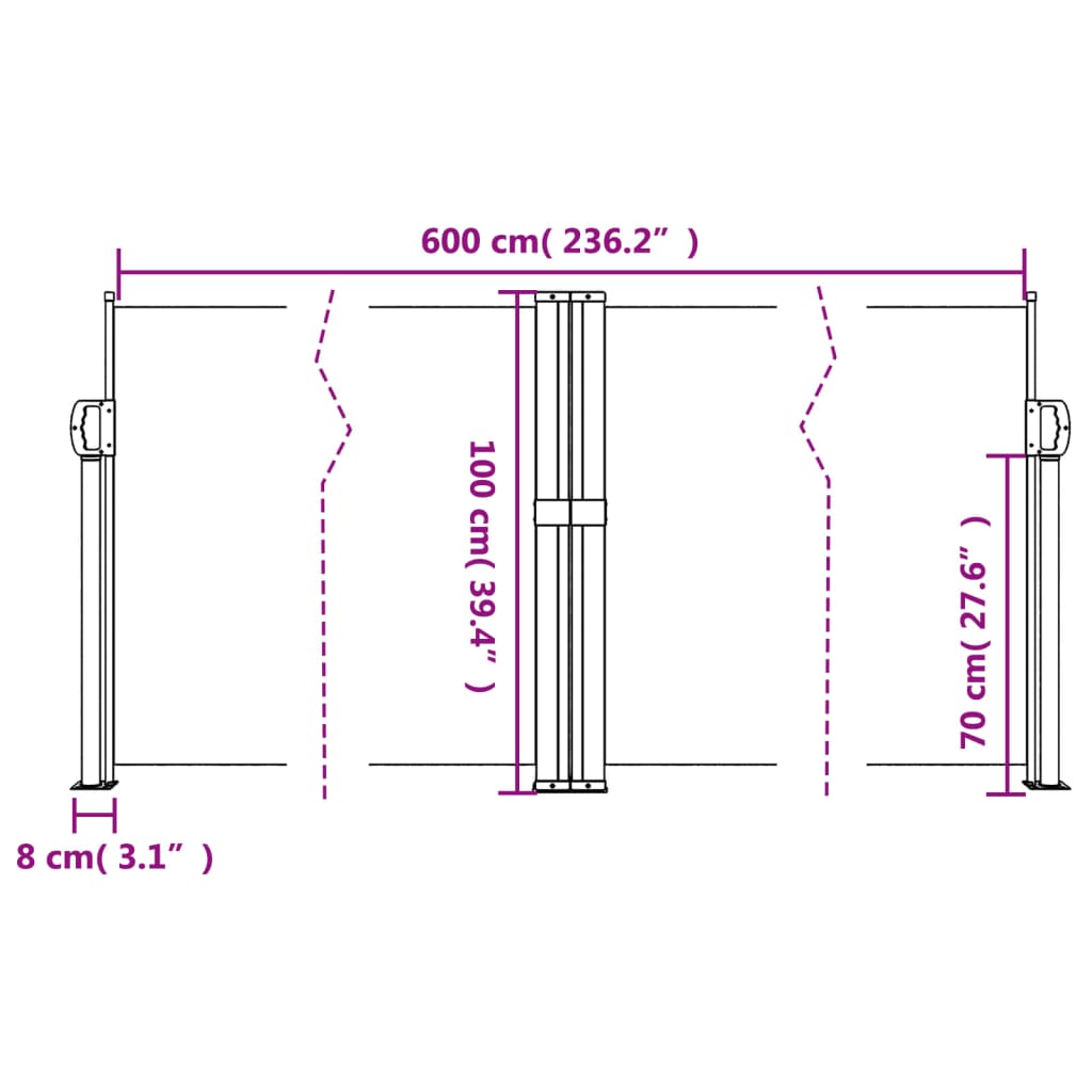 Retractable Side Awning Terracotta 100x600 cm