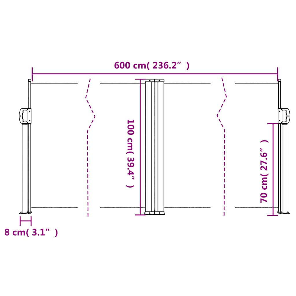 Retractable Side Awning Taupe 100x600 cm