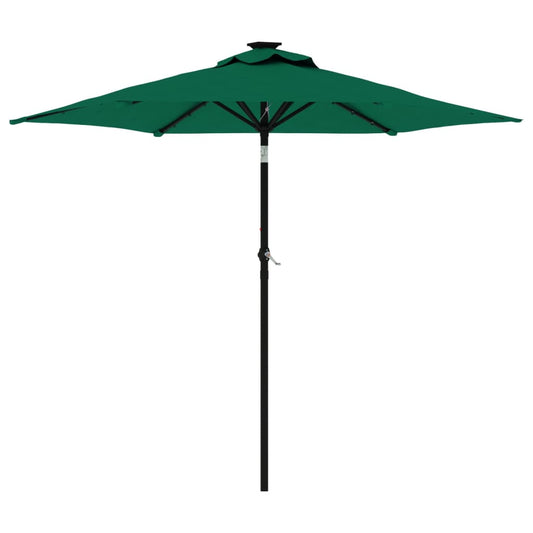 Garden Parasol with LEDs and Steel Pole Green 225x225x212cm Garden Parasol with LEDs and Steel Pole Green 225x225x212cm