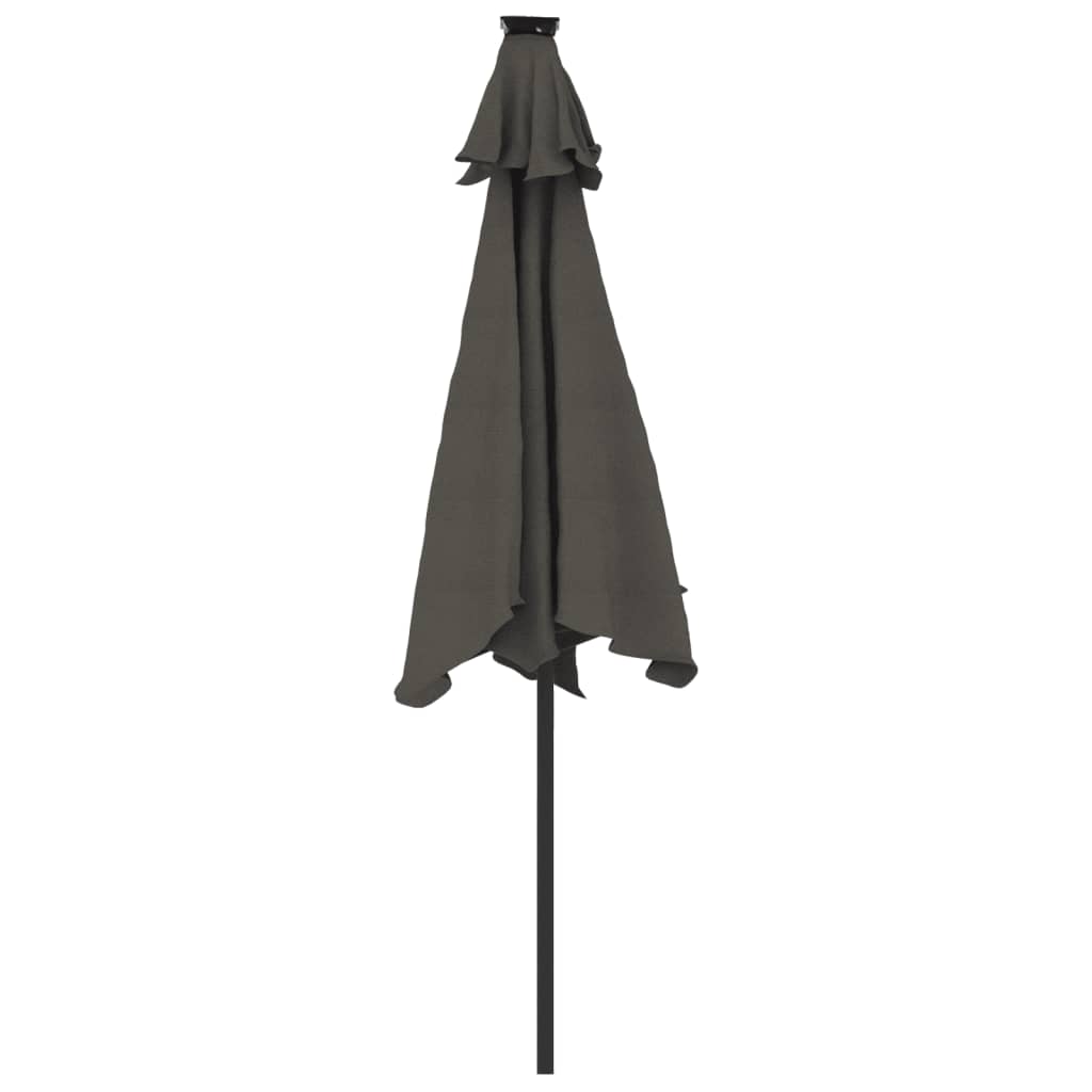 Garden Parasol with LEDs&Steel Pole Anthracite 225x225x212cm