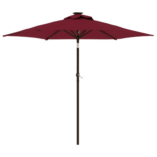 Garden Parasol with LEDs and Steel Pole Bordeaux Red 225x225x212cm Garden Parasol with LEDs and Steel Pole Bordeaux Red 225x225x212cm