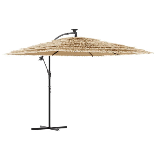 Garden Parasol with with LEDs and Steel Pole Brown 269x269x235 cm Garden Parasol with with LEDs and Steel Pole Brown 269x269x235 cm