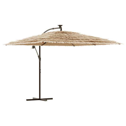 Garden Parasol with with LEDs and Steel Pole Brown 290x290x238 cm Garden Parasol with with LEDs and Steel Pole Brown 290x290x238 cm