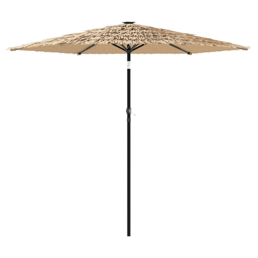 Garden Parasol with LEDs and Steel Pole Brown 268x268x226 cm Garden Parasol with LEDs and Steel Pole Brown 268x268x226 cm