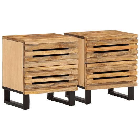 Bedside Cabinets 2 pcs 40x34x46 cm Solid Wood Rough Mango Bedside Cabinets 2 pcs 40x34x46 cm Solid Wood Rough Mango