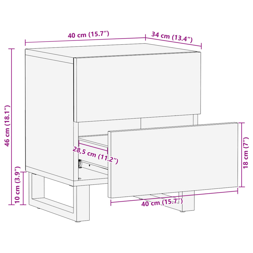 Bedside Cabinet 40x34x46 cm Solid Wood Mango
