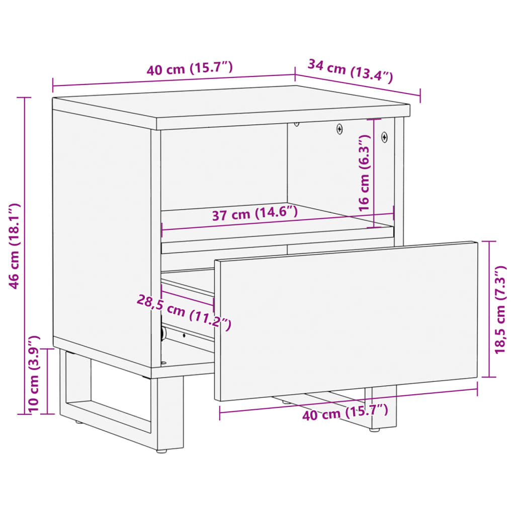 Bedside Cabinets 2 pcs 40x34x46 cm Solid Wood Reclaimed