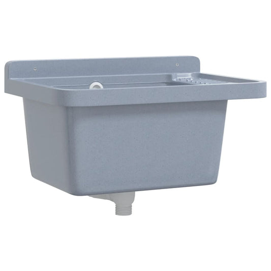 Sink Washbasin for Wall Mounting Grey 50x35x24 cm Resin Sink Washbasin for Wall Mounting Grey 50x35x24 cm Resin