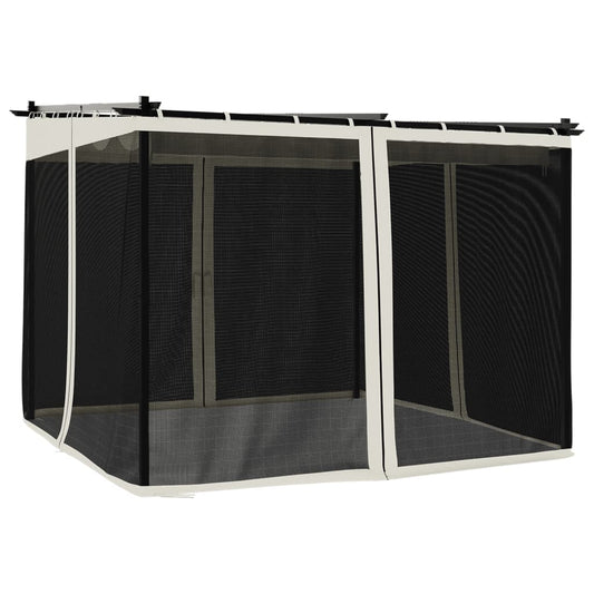 Gazebo with Mesh Walls Cream 3x3 m Steel Gazebo with Mesh Walls Cream 3x3 m Steel