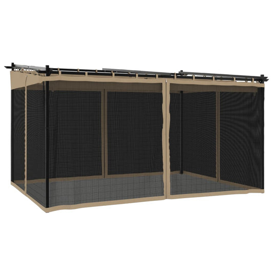 Gazebo with Mesh Walls Taupe 4x3 m Steel Gazebo with Mesh Walls Taupe 4x3 m Steel