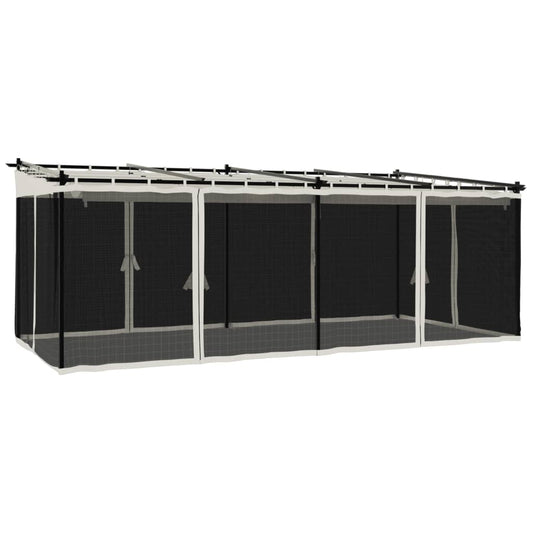 Gazebo with Mesh Walls Cream 6x3 m Steel Gazebo with Mesh Walls Cream 6x3 m Steel