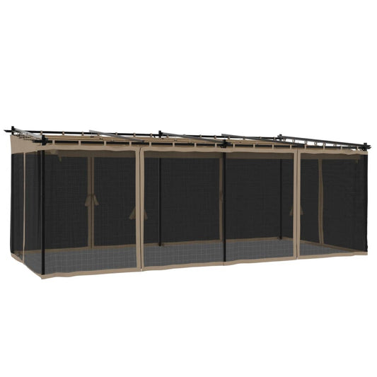 Gazebo with Mesh Walls Taupe 6x3 m Steel Gazebo with Mesh Walls Taupe 6x3 m Steel
