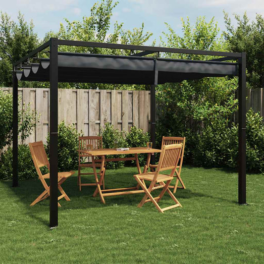 Garden Gazebo with Retractable Roof Anthracite 3x3 m Steel Garden Gazebo with Retractable Roof Anthracite 3x3 m Steel