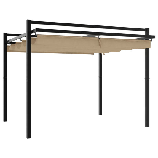 Garden Gazebo with Retractable Roof Taupe 3x3 m Aluminium Garden Gazebo with Retractable Roof Taupe 3x3 m Aluminium