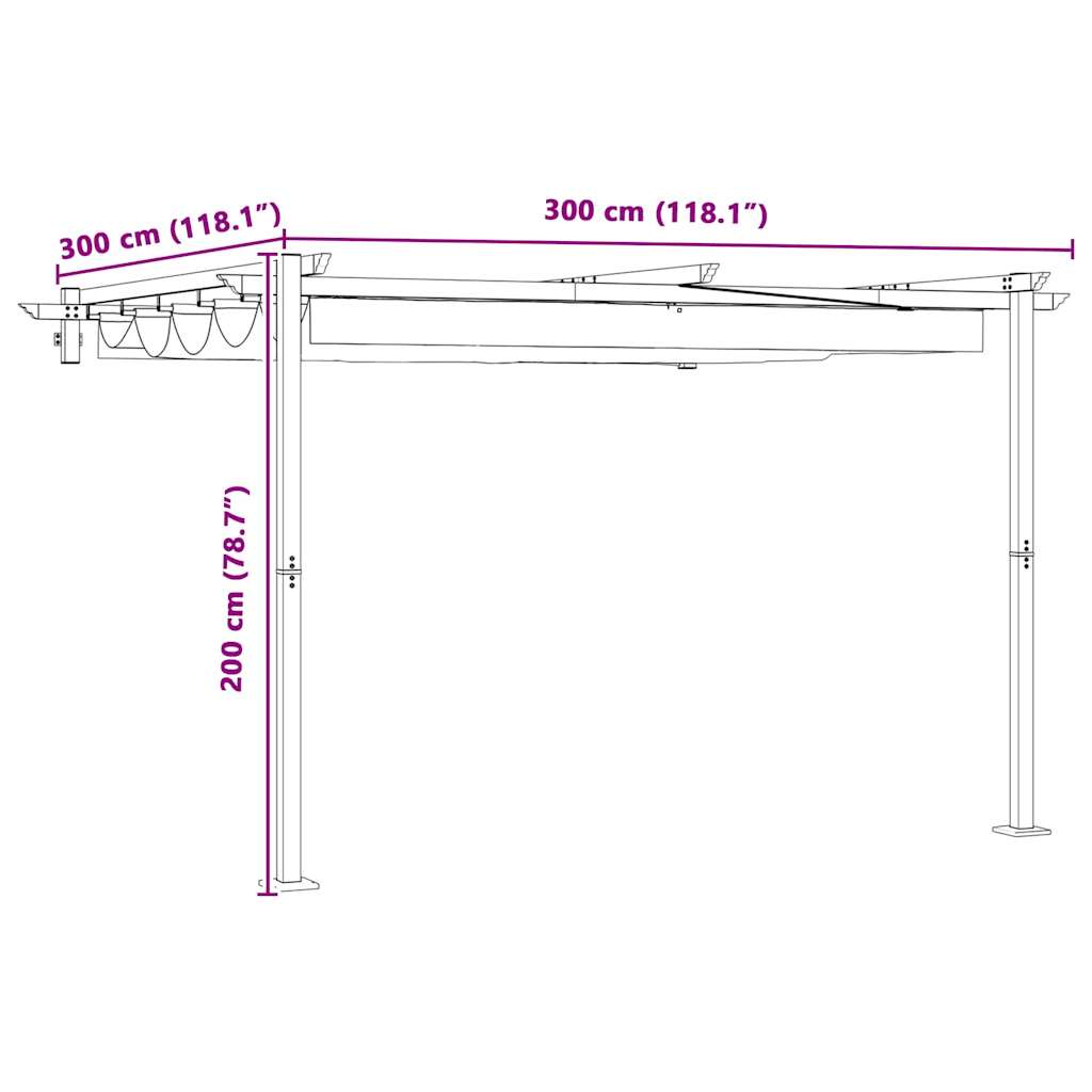 Gazebo 300 x 300 x 200 cm Taupe Polyester