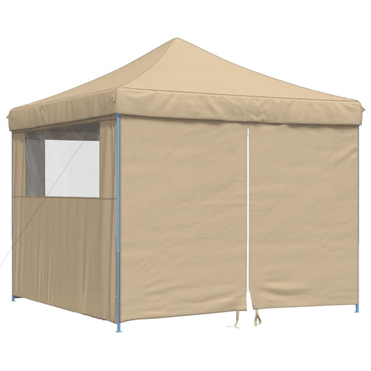 Foldable Party Tent Pop-Up with 4 Sidewalls Beige Foldable Party Tent Pop-Up with 4 Sidewalls Beige