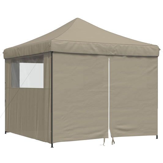 Foldable Party Tent Pop-Up with 4 Sidewalls Taupe Foldable Party Tent Pop-Up with 4 Sidewalls Taupe