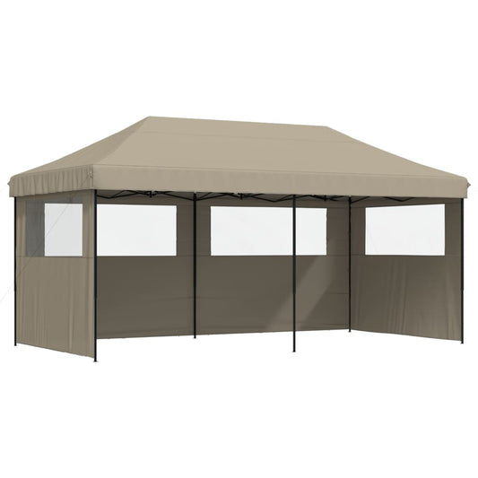 Foldable Party Tent Pop-Up with 3 Sidewalls Taupe Foldable Party Tent Pop-Up with 3 Sidewalls Taupe