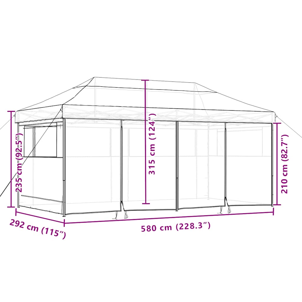 Foldable Party Tent Pop-Up with 4 Sidewalls Green