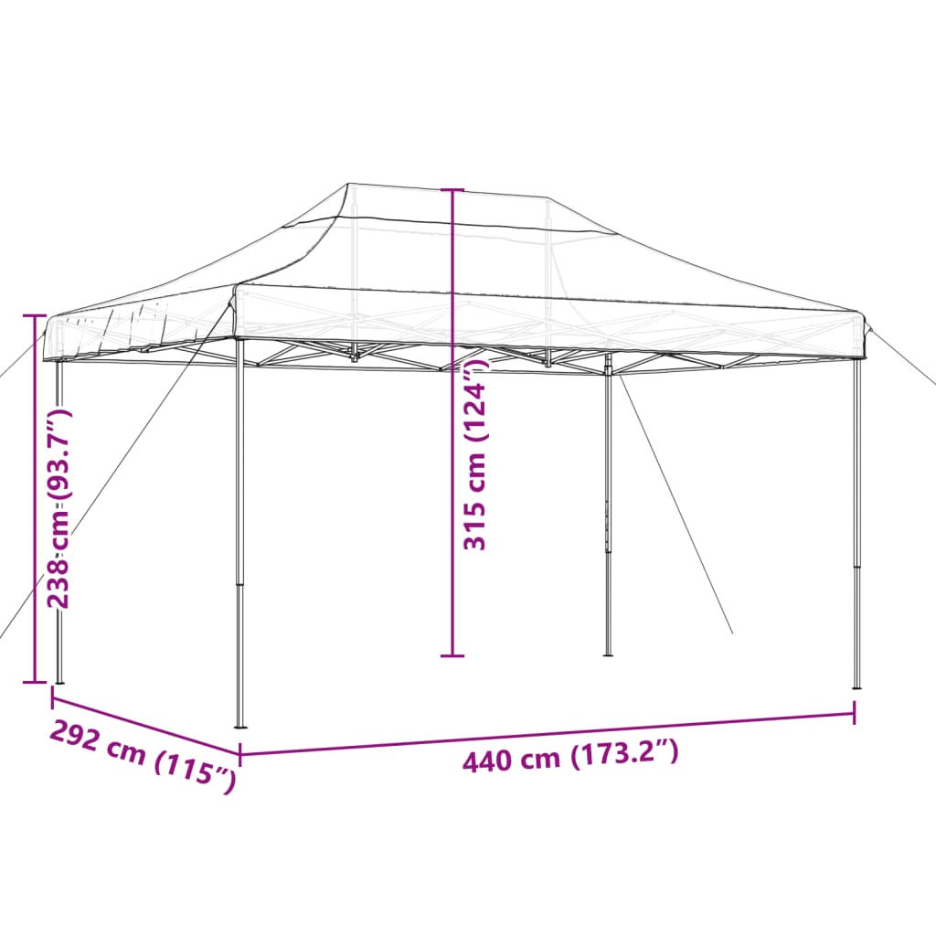 Foldable Party Tent Pop-Up Burgundy 440x292x315 cm