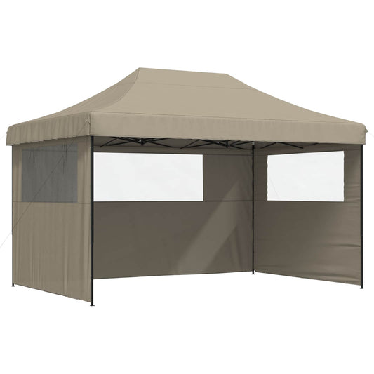 Foldable Party Tent Pop-Up with 3 Sidewalls Taupe Foldable Party Tent Pop-Up with 3 Sidewalls Taupe