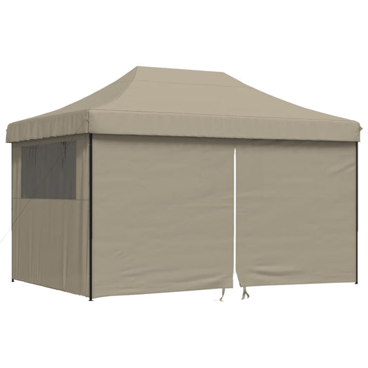 Foldable Party Tent Pop-Up with 4 Sidewalls Taupe Foldable Party Tent Pop-Up with 4 Sidewalls Taupe