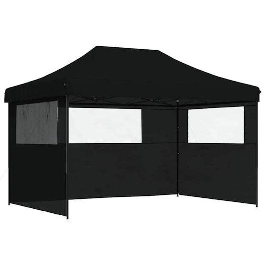 Foldable Party Tent Pop-Up with 3 Sidewalls Black Foldable Party Tent Pop-Up with 3 Sidewalls Black