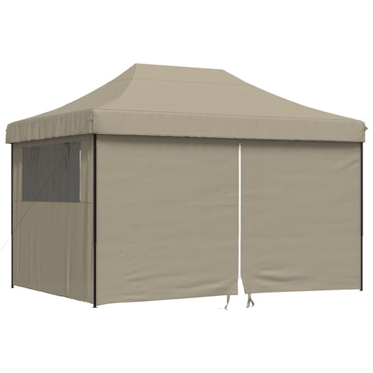 Foldable Party Tent Pop-Up with 4 Sidewalls Taupe Foldable Party Tent Pop-Up with 4 Sidewalls Taupe