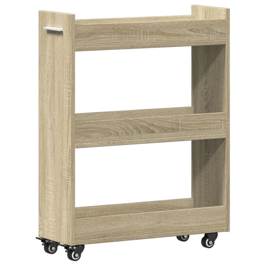 Cabinet with Wheels Sonoma Oak 60x22x79 cm Engineered Wood Cabinet with Wheels Sonoma Oak 60x22x79 cm Engineered Wood