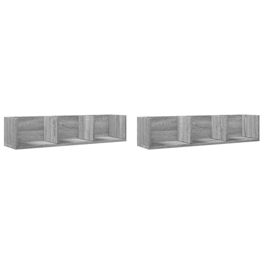 Wall Cabinets 2 pcs Grey Sonoma 75x18x16.5 cm Engineered Wood Wall Cabinets 2 pcs Grey Sonoma 75x18x16.5 cm Engineered Wood