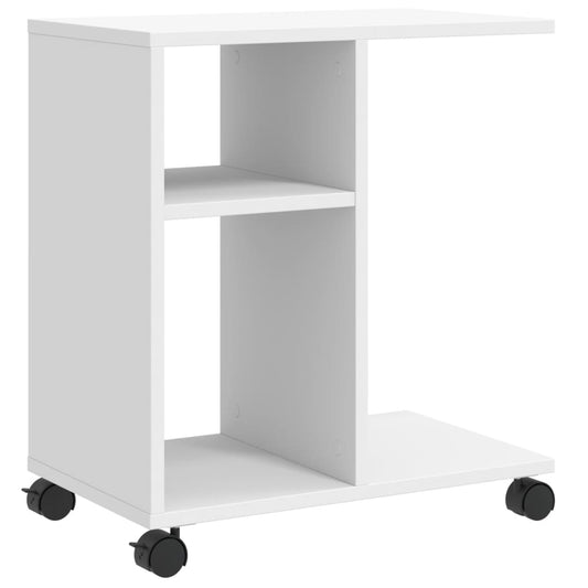 Side Table with Wheels White 50x30x55 cm Engineered Wood Side Table with Wheels White 50x30x55 cm Engineered Wood