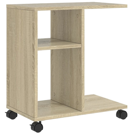 Side Table with Wheels Sonoma Oak 50x30x55 cm Engineered Wood Side Table with Wheels Sonoma Oak 50x30x55 cm Engineered Wood