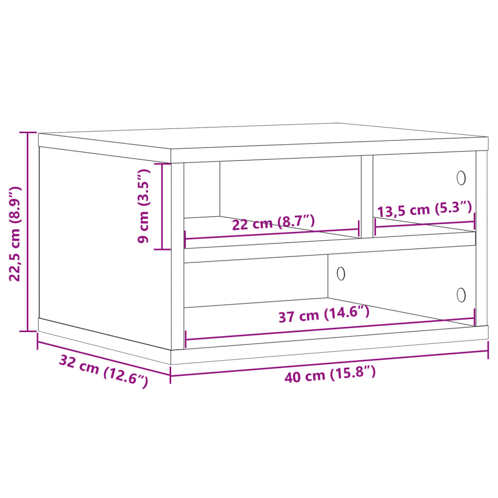 Printer Stand Concrete Grey 40x32x22,5 cm Engineered Wood