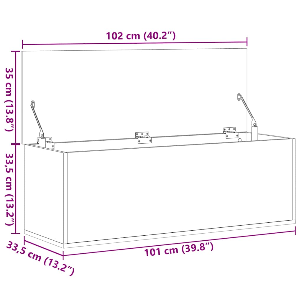 Storage Box Sonoma Oak 102x35x35 cm Engineered Wood