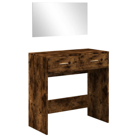 Dressing Table with Mirror Smoked Oak 80x39x80 cm Dressing Table with Mirror Smoked Oak 80x39x80 cm
