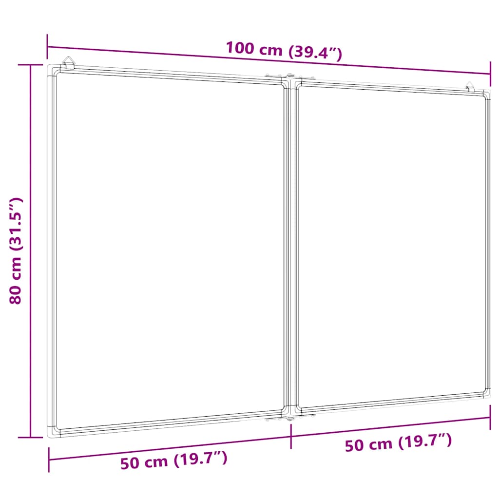 Magnetic Whiteboard Foldable 100x80x1.7 cm Aluminium