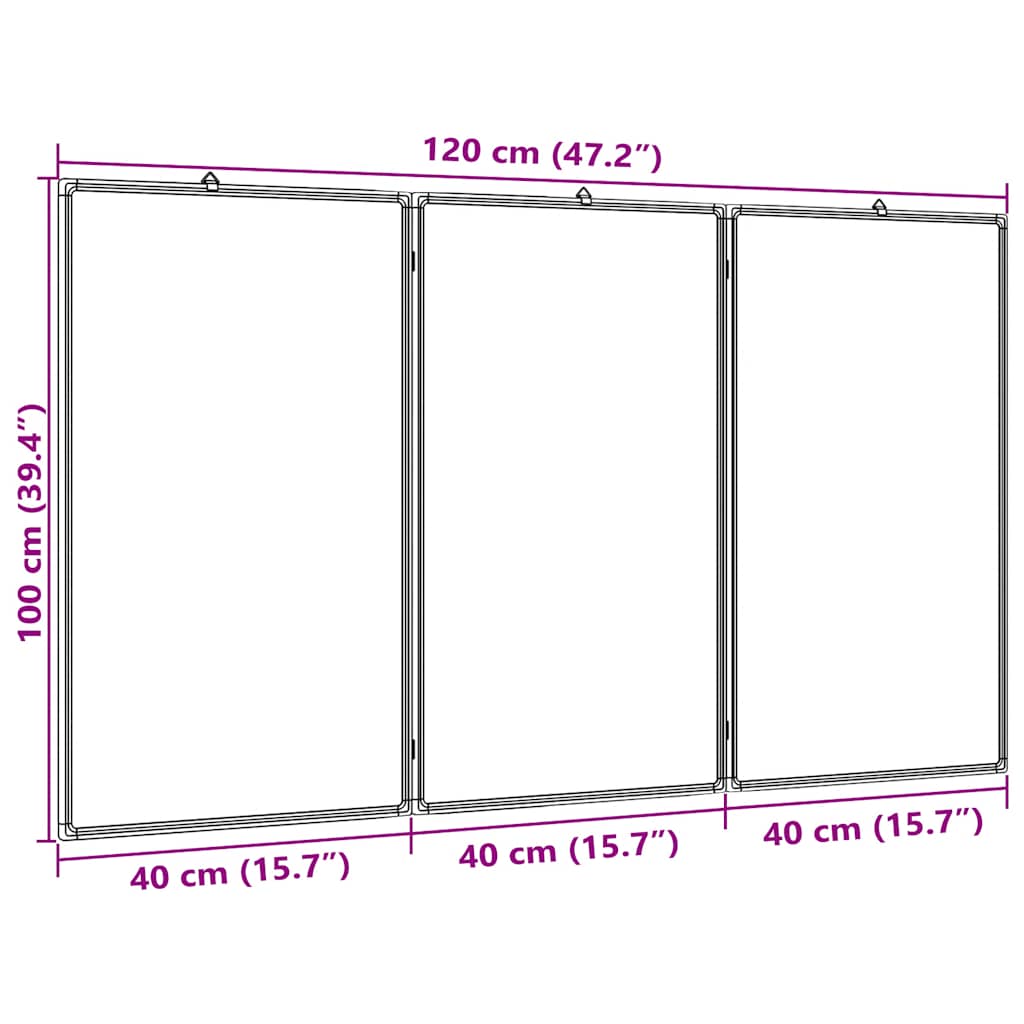 Magnetic Whiteboard Foldable 120x100x1,7 cm Aluminium